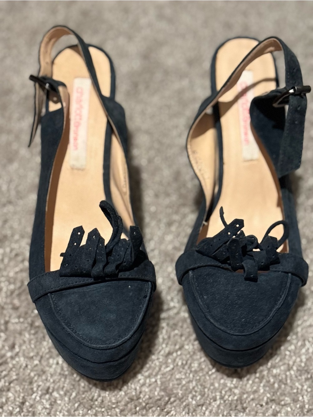 Vintage Charlotte Ronson Teal suede platforms